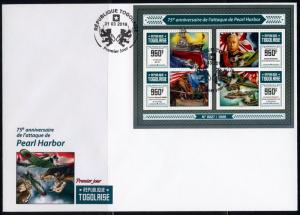 TOGO  2016 75th ANNIVERSARY OF THE ATTACK ON PEARL HARBOR SHEET  FDC