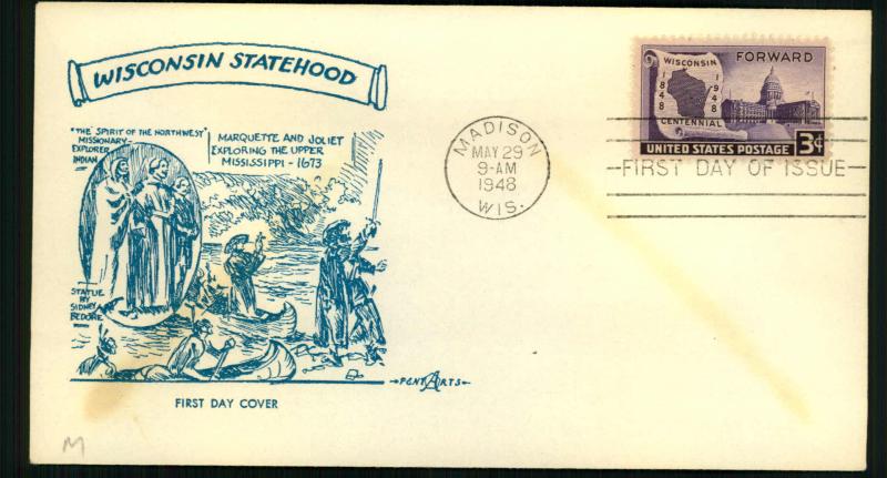 #957 Wisconsin Statehood Centennial - Pent Arts Cachet!