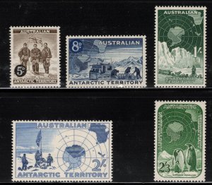 AUSTRALIAN ANTARCTIC 1957-59 Definitives; Scott L1-5, SG 1-5; MNH
