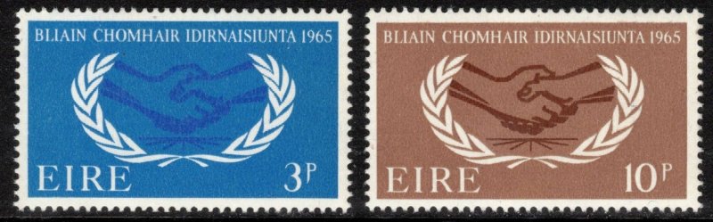 IRELAND 1965 International Cooperation Year; Scott 202-03; MNH