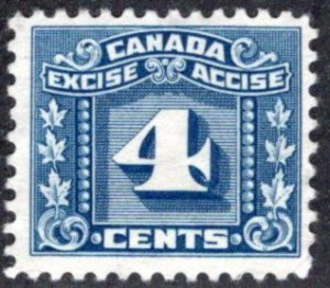 van Dam FX65, 4c blue, Three Leaf Excise Tax, F, MNG, Canada Excise Revenue