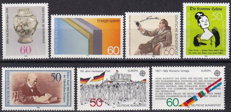 Germany #1366-7, 1369-73 F-VF Unused CV $9.60 Z373