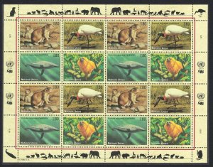 UN Geneva Prairie Dog Whale Golden Langur Jabiru Bird Sheetlet of 4 sets 1994