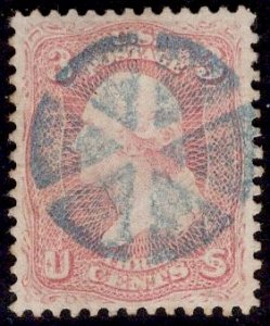 US Stamp #64B 3c Rose Pink Washington USED SCV $150. Superb Circle Of Wedges