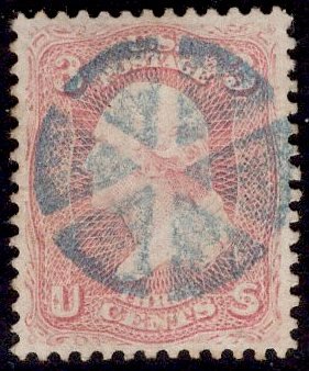 US Stamp #64B 3c Rose Pink Washington USED SCV $150. Superb Circle Of Wedges