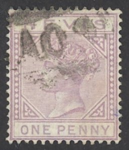 Nevis Sc# 22 Used 1882-1890 1p violet Medicinal Spring