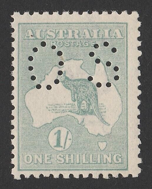 AUSTRALIA 1915 Kangaroo 1/- 3rd wmk Die IIB perf OS. ACSC 33Aba cat $125.