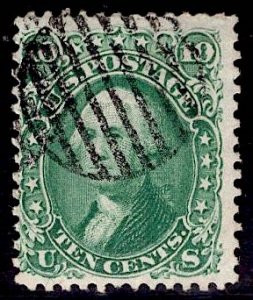 US Stamp #68 10c Washington USED SCV $55. Bright, Fresh.