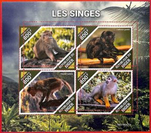 A4372 - NIGER - ERROR MIPERF, miniature sheet: 2019, monkeys-