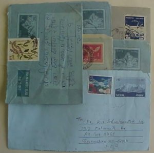 NEPAL 6 AIR LETTERS 1950'S / 1995 , 2 TO USA