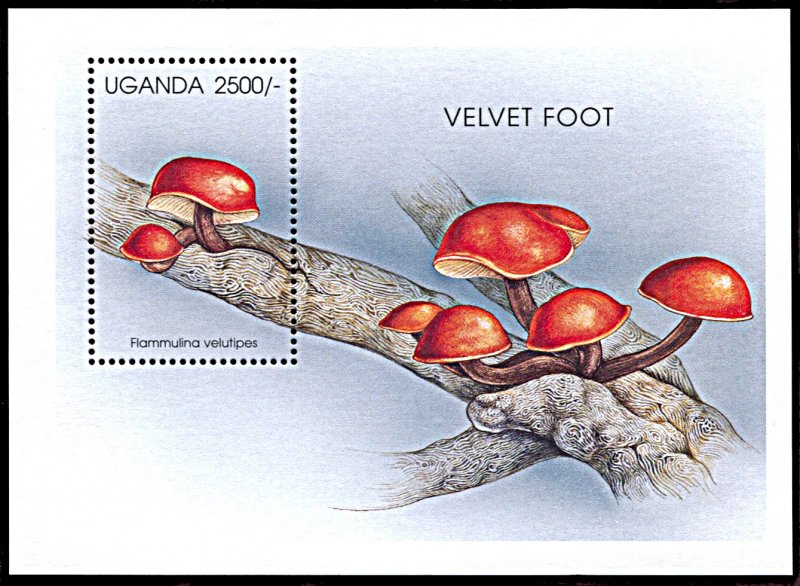 Uganda 1423, MNH, Mushroom souvenir sheet, Velvet Foot