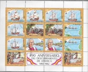 Nicaragua Full Sheet #1187-90 & C1027-29 Columbus ships.