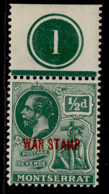 MONTSERRAT GV SG60, ½d green, M MINT. CONTROL