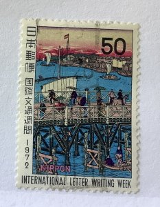 Japan 1972  Scott 1126 used - 50y,  International letter writing day,  bridge