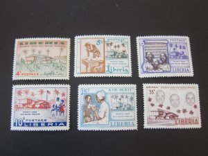 Liberia 1957 Sc 364-7,C111-2 set MNH