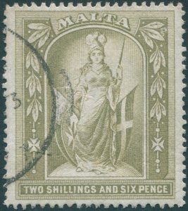 Malta 1899 2s 6d olive-grey SG34 used