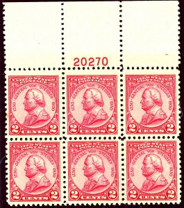 U.S. #689 MINT PL# BLOCK OG NH