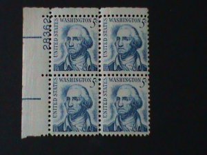 ​UNITED STATES-1967-SC# 1283B-WASHINGTON MNH IMPRINT PLATE BLOCK -59-YEARS OLD