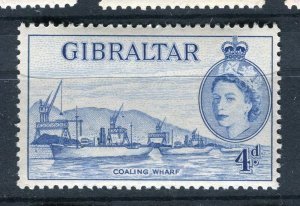 GIBRALTAR; 1953 early QEII PICTORIAL ISSUE mint hinged SHADE OF 4d. value