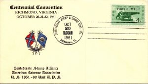 US EVENT COVER CACHETED CONFEDERATE STAMP ALLIANCE AMERICAN REVENUE ASSOC 1961