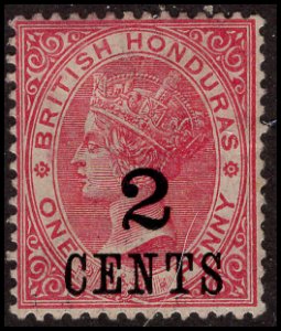 British Honduras 28 - Mint-H - 2c on 1p Queen Victoria (1888) (cv $0.80)