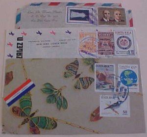 COSTA RICA ALL OVER ADS 1974,1975 TO USA,CACHETED & 3 DIFF. SEALS 1984