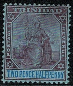 TRINIDAD KE VII 1904-07 2 1/2d PURPLE & BLUE/BLUE UNUSED (MH) SG136 Wmk.MCCA VGC