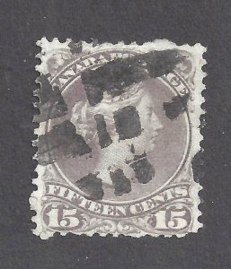 CANADA #29a USED 15c LARGE QUEEN PERF 11 1/2 x 12 FANCY CORK CANCEL BS27310