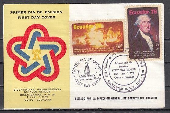 Ecuador, Scott cat. C589-C590. American Bicentennial issue. First day cover