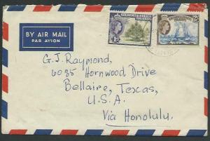 GILBERT & ELLICE IS 1956 airmail cover to USA - 2/1d rate ex Tarawa........25882