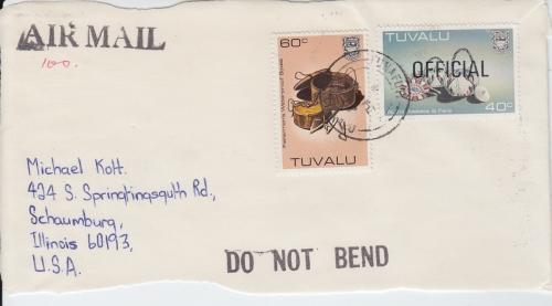 1984 Tuvalu Crafts Officials on paper (Scott O29A, O27) Used