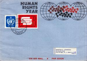 UN - Gebneva #7 on Human Rights Envelope & Label