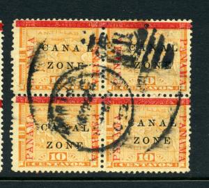 Canal Zone Scott #13 USED Block Wide Spaced 'CANA-L Variety (Stock #CZ13-44)