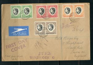 SOUTH WEST AFRICA 1937 CORONATION GEO VI REGISTERED FIRST DAY COVER TO LONDON