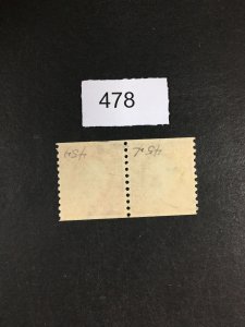MOMEN: US STAMPS # 454 PAIR USED LOT #E 478