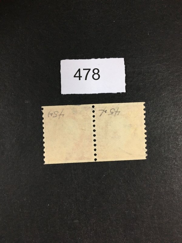 MOMEN: US STAMPS # 454 PAIR USED LOT #E 478