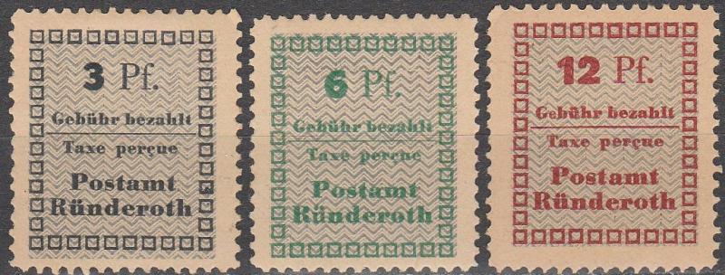 Germany Runderoth  Mi#1a-3a  MNH CV $75.00 (A15547)