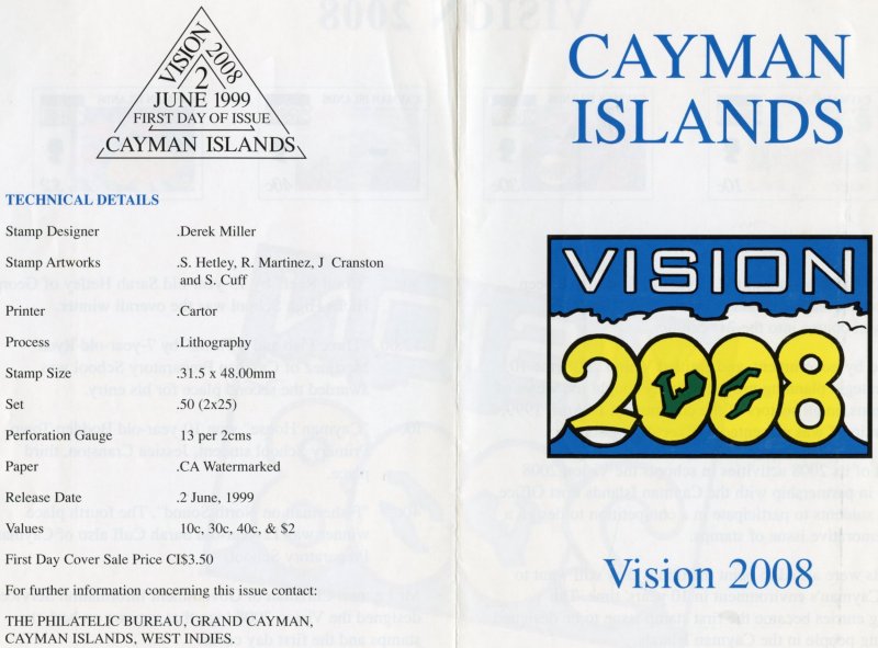 Cayman Islands Scott 771-74 FDC - XFNH - 1999 VISION 2008 Issue