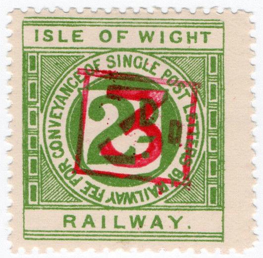 (I.B) Isle of Wight Railway : Letter Stamp 3d on 2d OP