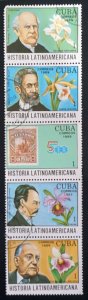 CUBA Sc# 3155a (3151-3155) LATIN AMERICAN HISTORY-BOTANY strip of 5x1c 1989 used