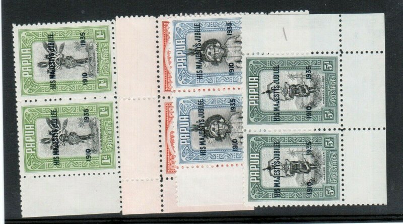 Papua #115 - #117 With #116 Variety Very Fine Never Hinged Pairs