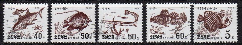 North Korea 3488-92 - Cto - Fish (1995) (cv $9.10)