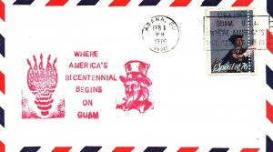 CACHET COVER CANCELLED IN AGANA GUAM 1976 CELEBRATING AMERICA'S BICENTENNIAL 