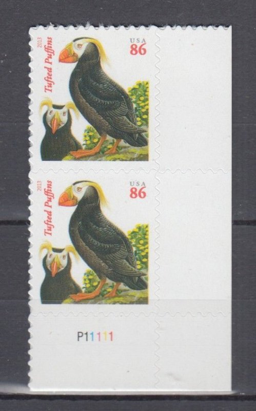 (F) USA #4737  Tufted Puffins Pair of 2 Stamps  with Plate MNH
