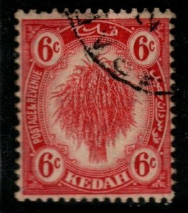 MALAYA KEDAH SG56a 1940 6c CARMINE-RED FINE USED