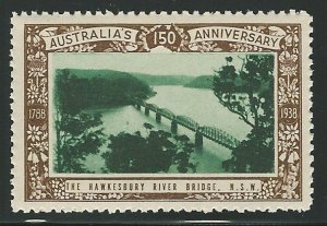 Hawkesbury River Bridge, NSW, Australia's 150th Anniversary, 1938 Poster Stamp