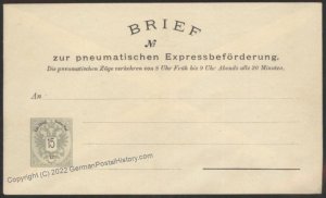 Austria Empire RU7 Rohrpost Pneumatic Mail Postal Stationery Envelope UNU 107839