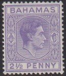 Sc# 104A Bahamas 1943 KGVI 2½ penny issue MLMH CV $1.10