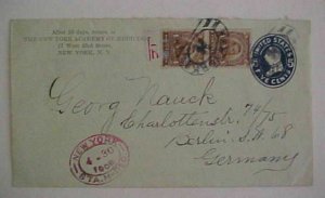 US #U418,303 PAIR NY BACKSTAMP GERMANY 1908