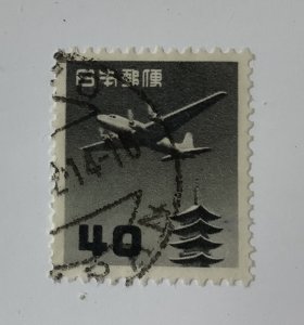Japan 1952  Scott C29 used - 40y,  Plane over Pagoda